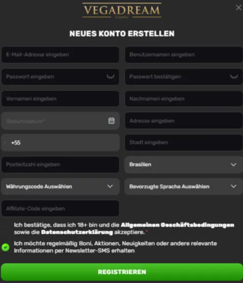 vegadream casino registrierung